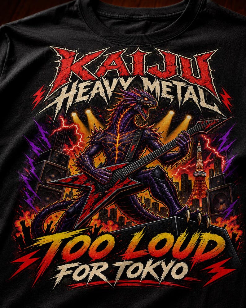 Kaiju Heavy Metal — Too Loud for Tokyo T-Shirt