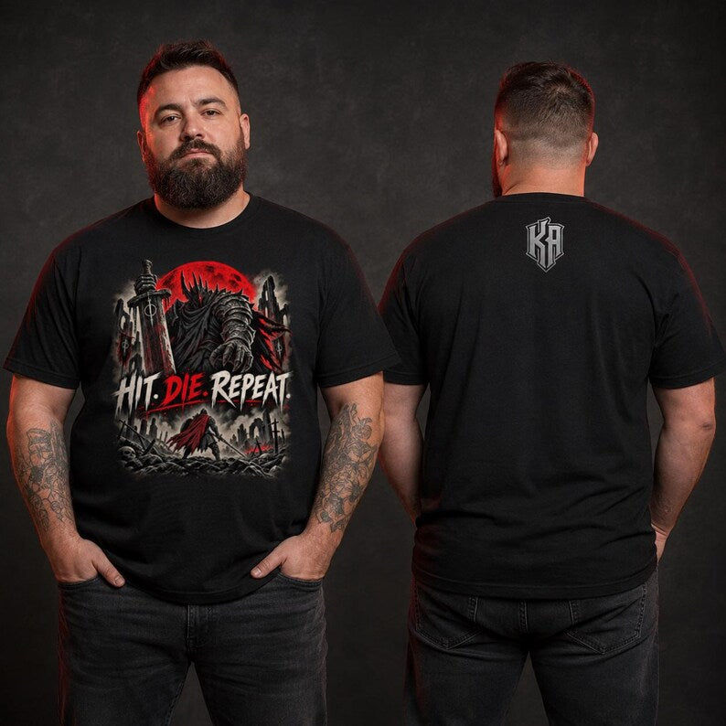 Hit. Die. Repeat. — Final Boss Division T-Shirt