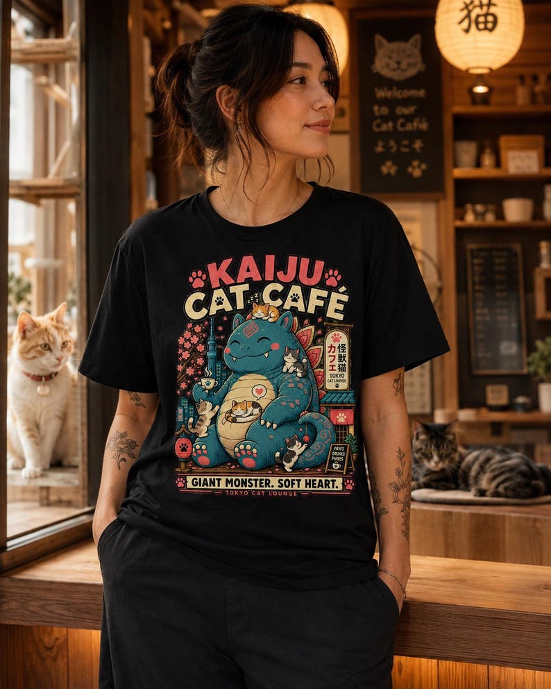 Kaiju Cat Café — T-Shirt — image 10