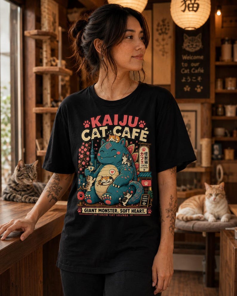 Kaiju Cat Café — T-Shirt — image 9