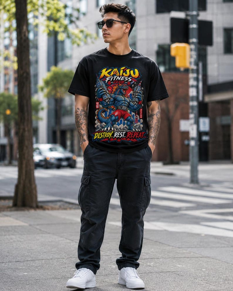 Destroy. Rest. Repeat. — Kaiju Fitness T-Shirt — image 11