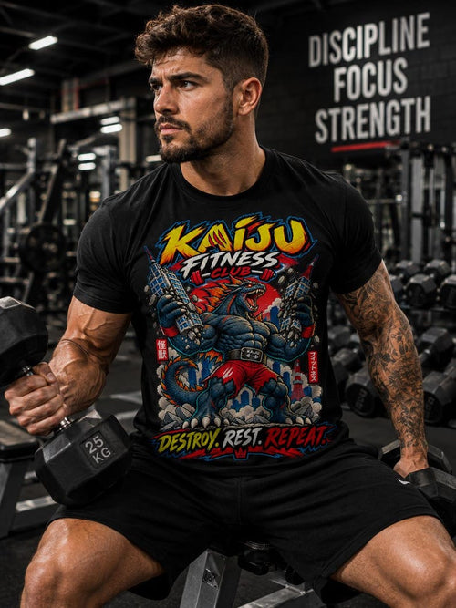 Destroy. Rest. Repeat. — Kaiju Fitness T-Shirt — image 2