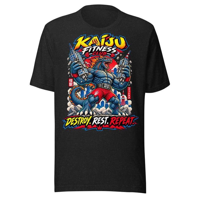 Destroy. Rest. Repeat. — Kaiju Fitness T-Shirt — image 5