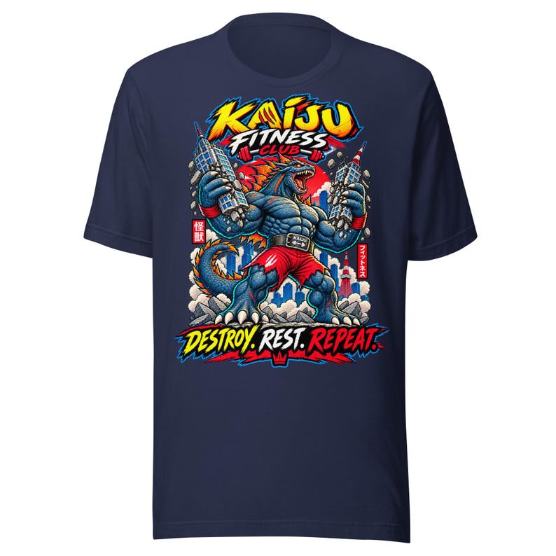 Destroy. Rest. Repeat. — Kaiju Fitness T-Shirt — image 6