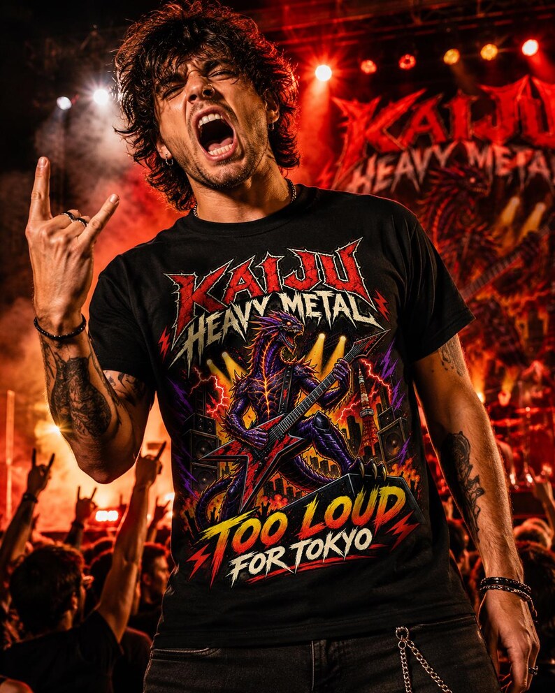 Kaiju Heavy Metal — Too Loud for Tokyo T-Shirt — image 2