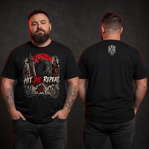 Hit. Die. Repeat. — Final Boss Division T-Shirt — image 1