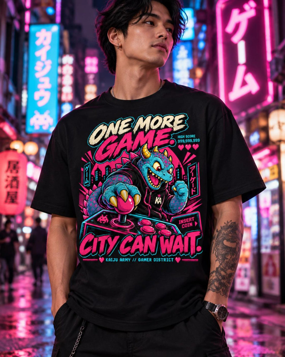 KAIJU ARMY One More Game. City Can Wait. T-shirt — 6